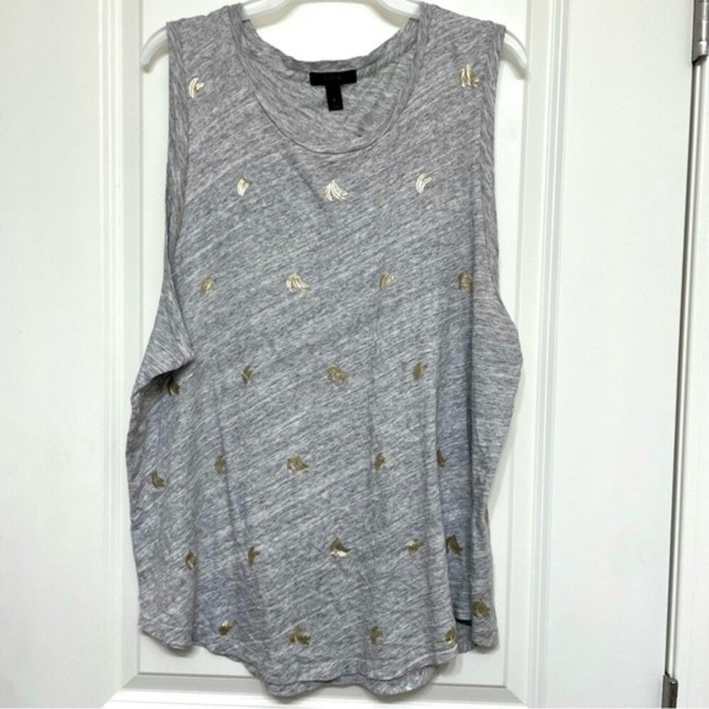 J. Crew Grey Athletic Tank with Metallic Banana Pattern